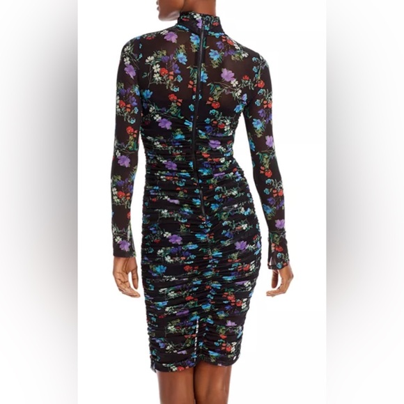 NEW!!! Alice + Olivia Delora Floral Long Sleeve Ruched Turtleneck Dress - Picture 5 of 14